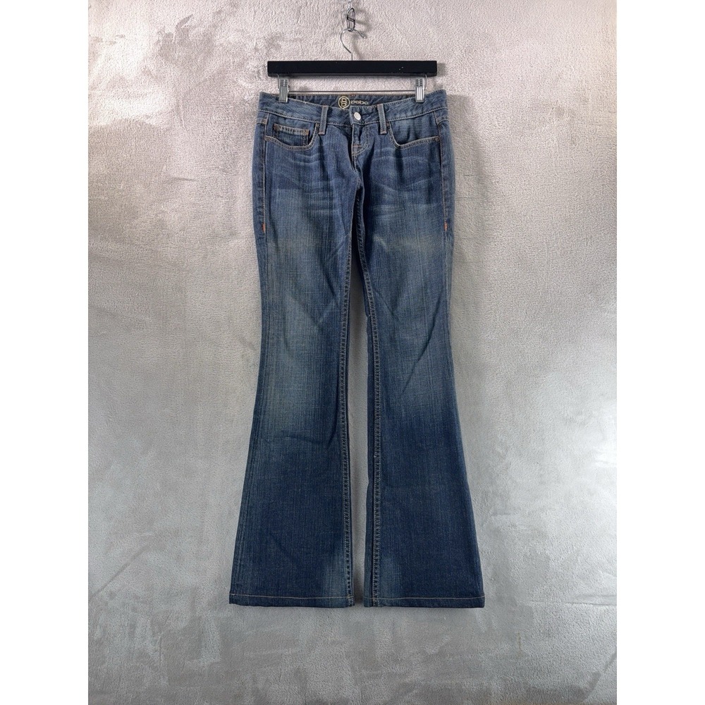 bebe Flare Jeans Womens Size 27x32 Blue Low Rise Y2K Bell Bottom Denim